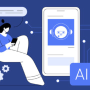 An illustration depicting a person using AI on their cell phone.